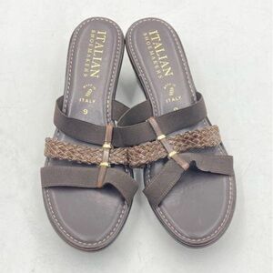 Italian Shoemakers Brown Sandals with Braided Straps